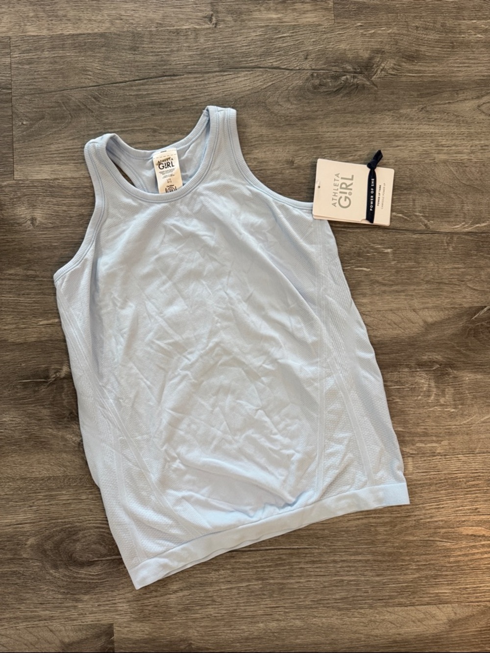 NWT Athleta Girl Power Up "Soft Blue" Racerback Lightweight Tank Top Size 12 - Picture 2 of 8